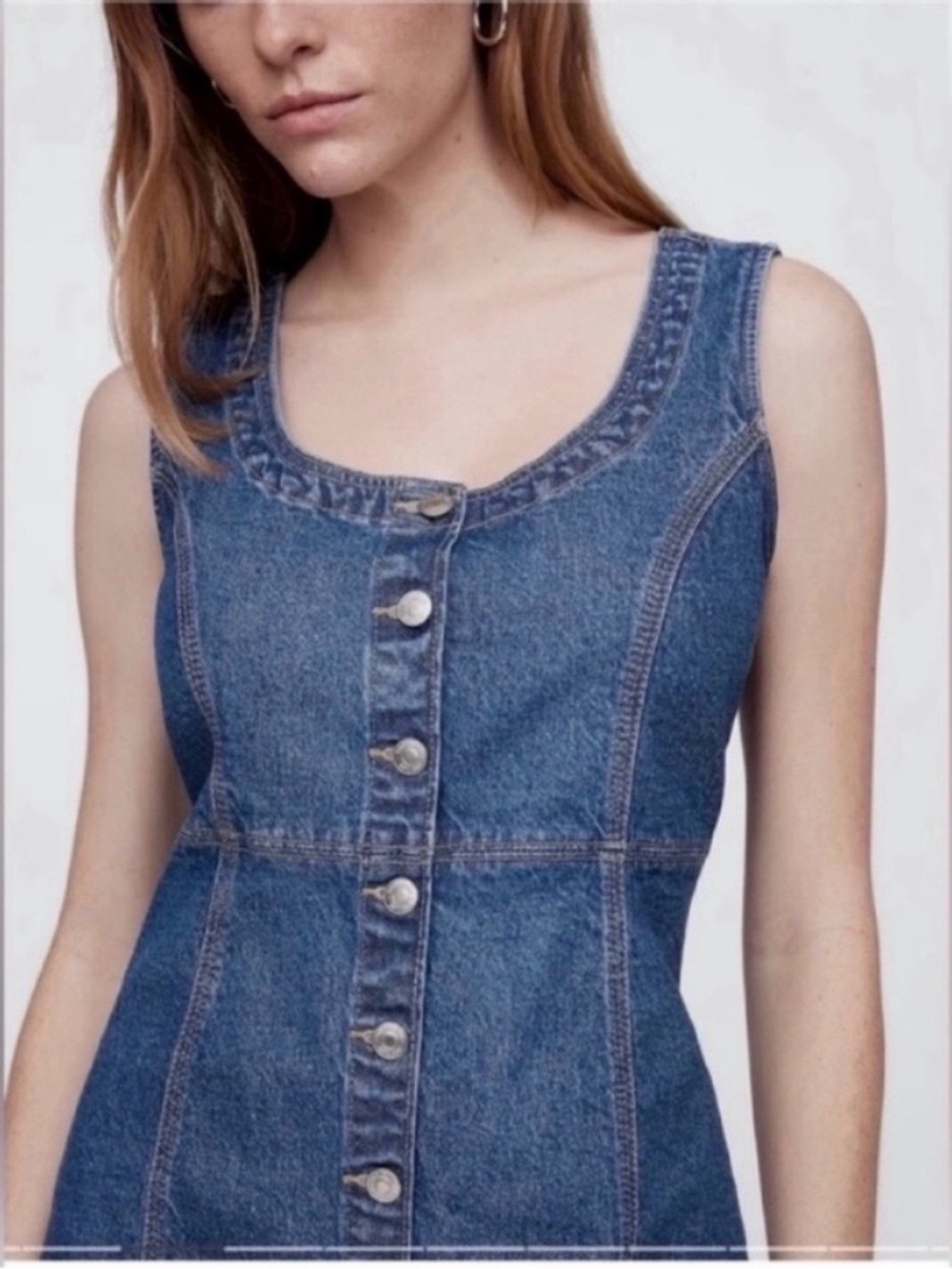 💙 NWT! GAP Blue Denim Button-Front Dress - Size Medium - Picture 4 of 5